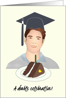 Male Graduate Birthday on Graduation Day Slice of Chocolate Cake card