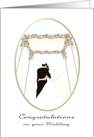 Wedding Congratulations Bride and Groom Standing Underneath Chuppah card