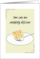 Thank You for the Delicious Home Baked Cake card
