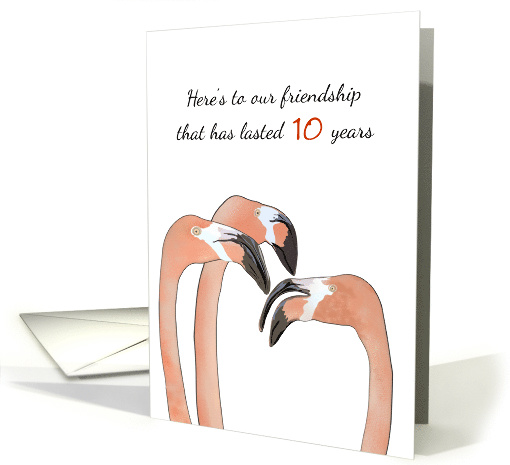 Custom Friendship Anniversary Flamingos Having a Chat card (1679712)