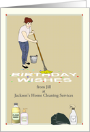 Birthday from Female Maid Cleaning Services Mopping Floor Custom card