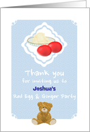 Thank You for Invite to Red Egg and Ginger Party Custom Baby Name card