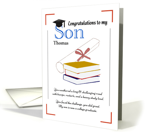 Proud Mother to Son College Graduation Persevered Challenges card