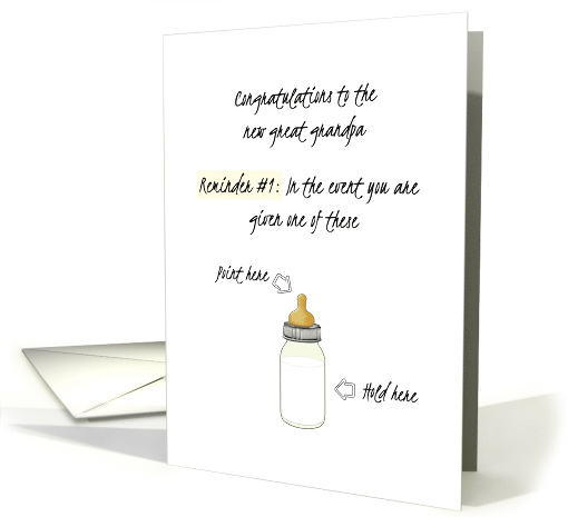Becoming Great Grandpa Reminder How to Handle Feeding Bottle card
