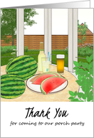 Thank You for Coming to Watermelon Themed Porch Party card