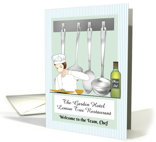 Welcome Female Chef Hospitality Industry Chef Preparing Food card