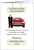 Thank You Helpful Car Male Salesperson Custom Dealership and Name card