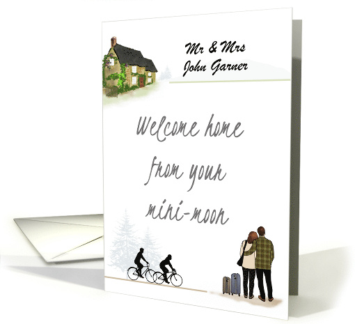 Welcome Home from Minimoon Couple Luggage Cottage Cycling card