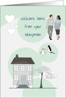 Welcome Home from Babymoon Parents To Be Stork Flying In with Baby card