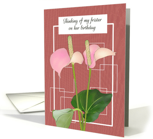 Birthday for Frister Friend Like Sister Pink Anthurium Flowers card