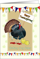 Turkey Holding Happy Thanksgiving Sign for Frister card