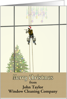 Christmas from Window Cleaning Company Tree Behind High Rise Window card