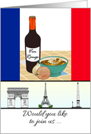 Invitation to Paris France Parisian Landmarks Wine Onion Soup card