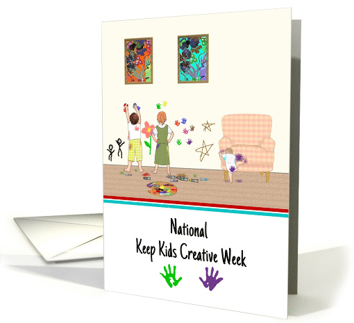 National Keep Kids Creative Week Doodling Hand Painting on Walls card