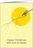 Christmas for Cousin Bird on Branch Heart Shaped Snowflakes card