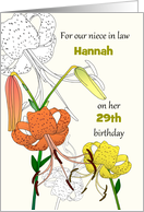 Niece in Law Birthday Orange and Yellow Lily Flowers Custom card