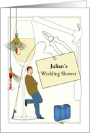 Groom Wedding Shower Champagne Fishing Gear and Tools Custom card