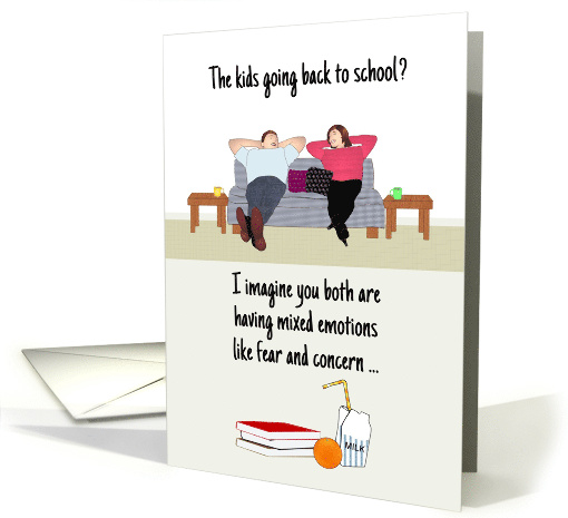 Kids Back to School Parents Relaxing on Couch card (1695132)
