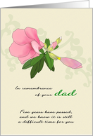 In Remembrance of Dad 5th Year Anniversary Pink Flower and Bud card