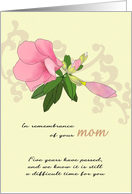 In Remembrance of Mom 5th Year Anniversary Pink Flower and Bud card