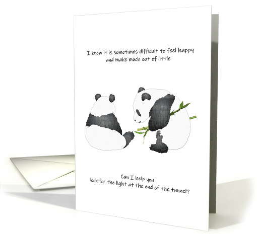 I am Here for You Panda with Bamboo Comforting Another Panda card