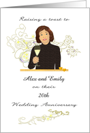 Raising a Toast to Friends’ Wedding Anniversary Custom Name and Year card