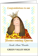 Homecoming Queen Brown Haired Beauty Wearing her Crown card
