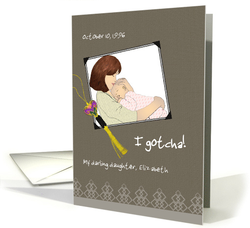Gotcha Day Single Mother and Adopted Daughter Anniversary Custom card