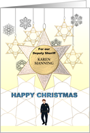 Custom Christmas Female Deputy Sheriff Stars Snowflakes Ornaments card