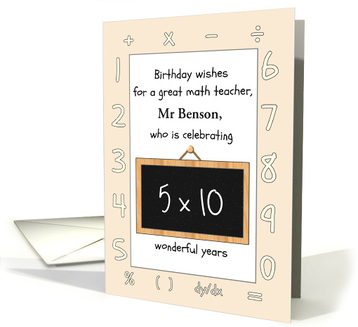 Math Teacher Birthday Math Numerals Symbol Custom X Times... (1698336)
