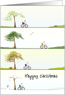 Christmas Cycling Enthusiast Out Cycling All Seasons card