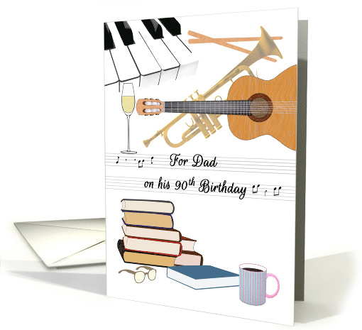 Dad 90th Birthday Love Of Music And Books card (1701132)