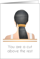 Birthday for Hair Stylist Beautiful Long Hair in Hair Clip card