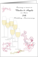 Friends Anniversary Custom Name Year Glasses of Champagne Abstract Art card