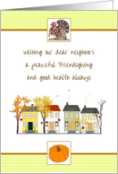 Friendsgiving for Caring Neighbors Colorful Houses Fall Foliage card