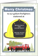 Custom Christmas for Fire Department Fire Truck and Helmet card