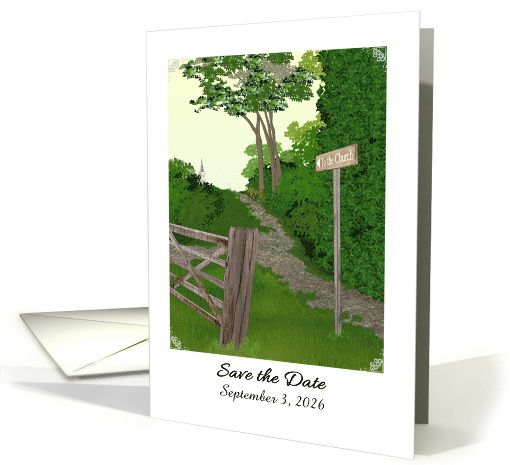 Wedding Save the Date Country Lane Leading to the Church card