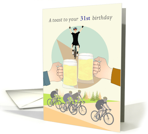 Custom Cycling Themed Birthday for Him A Beer Toast card (1708814)