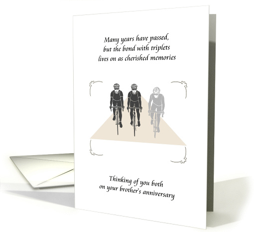 Anniversary Loss of Triplet Brother Siblings Cycling Together card