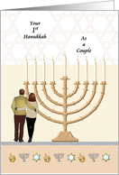 1st Hanukkah as Couple Menorah Star of David Couple Together card