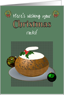 Christmas Curling Theme Pudding Shaped like Curling Stone card