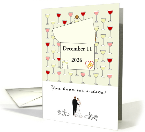 Wedding Date Set Congratulations Custom Date on Calendar card
