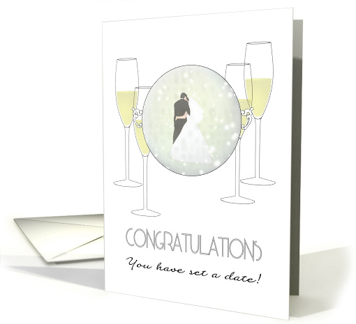 Wedding Date Set Congratulations Bride and Groom Champagne card