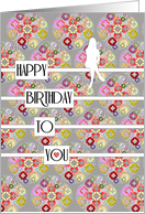 Ex Female Partner Birthday Silhouette Lady Sitting Colorful Design card