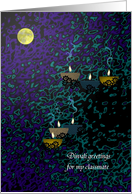Diwali for Classmate Oil Lamps Floating on Shimmering Water Surface card
