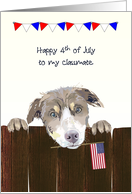 Fourth of July for Classmate Dog and American Flag card