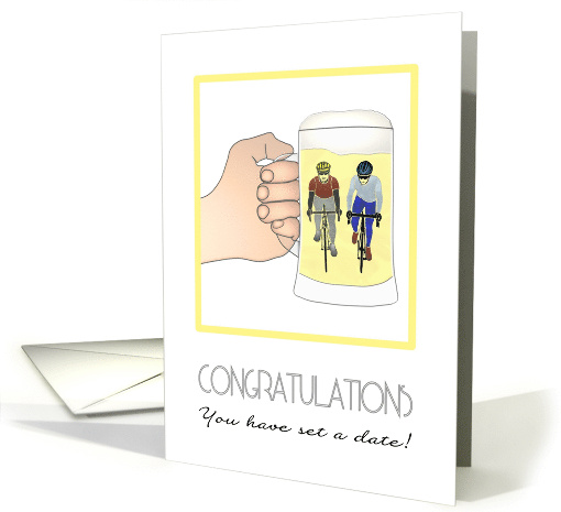 Gay Wedding Date Set Congratulations Two Male Cyclists card (1711522)
