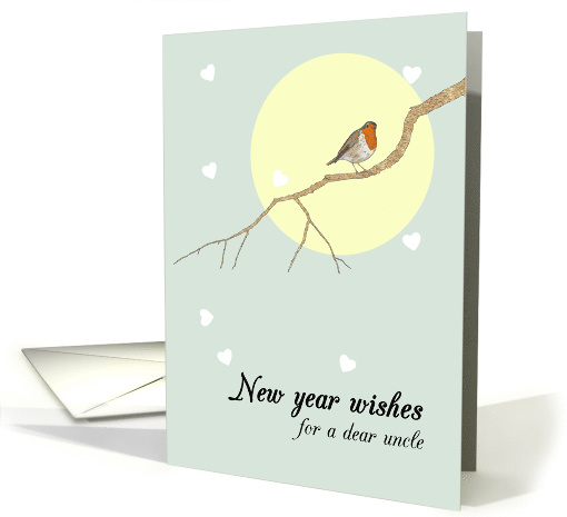 New Year Wishes for Uncle Robin Perched on Branch card (1711546)