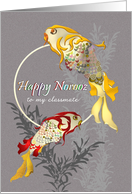 Persian New Year for Classmate Colorful Abstract Fish Norooz card