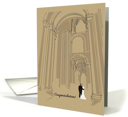 Wedding Congratulations Bride and Groom Inside Cathedral card